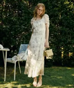 リランドチュール LAURA ASHLEYコラボ パフスリーブプリントワンピース