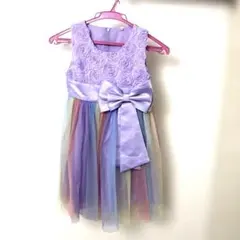 ラベンダー 花柄ドレス 130サイズ