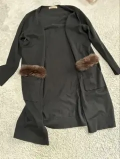 アプワイザーリッシェ フォックスファー付ロングカーディガン ブラック サイズ2