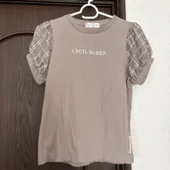 CECI McBEE チェック柄パフスリーブTシャツ