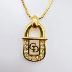 ボ*グ様 【Christian Dior】ゴールド鍵モチーフストーン付ネックレス