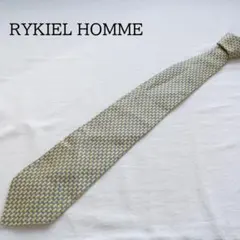 リキエルオム シルクネクタイ 黄緑 基調 上品 幾何学デザイン【n4758】