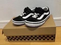 Vans キッズ スニーカー 黒/白 ベルクロ