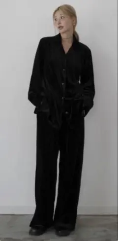 Hideka Collaboration ベロアタックパンツ 黒