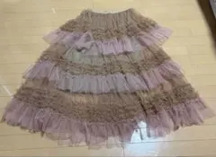ピンクチュールロングスカート
