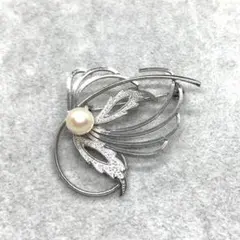 本真珠　あこや真珠　7.7mm ブローチ　フラワーモチーフ　入園式　結婚式