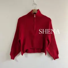 赤ニット ジッパー