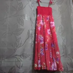 新機能追記！ 2Wey 赤 花柄 ノースリーブ マキシワンピース