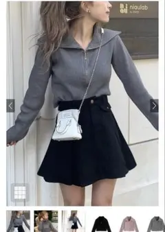 【ほぼ未使用】グレイルダブルジップラメニットショート丈トップス[k9314e]