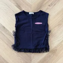 Otonato オトナト チュールフリルノースリーブTシャツ 80cm ネイビーのサムネイル