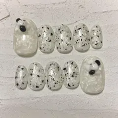 【現品】ミニダルメシアンネイル　犬　いぬ　ホワイト　白　もこもこ　黒　動物