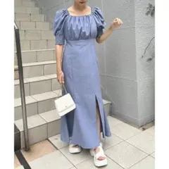 NICE CLAUP バックリボンスリットワンピース