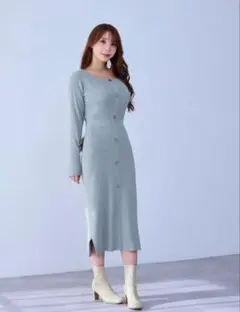 overE（オーバーイー）　リブニットワンピース
