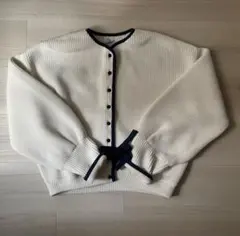 Dot&Stripes Child Womanバイカラー袖リボンカーディガンのサムネイル