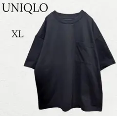 【UNIQLO】ユニクロ クルーネックカットソー 半袖Ｔシャツ ブラック ＸＬ