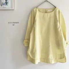 a.v.v standard リボン袖ストライプブラウス　七分袖　0039