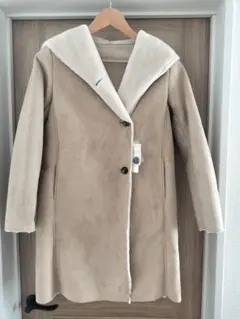 【グローバルワーク】ベージュ フード付きムートンコート Mサイズ
