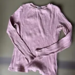 Lilou＆Lilyピンクリブ編み長袖Tシャツ