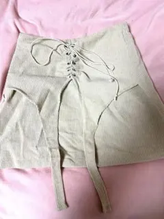 ベージュ リブ編み タイトスカート