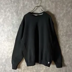 ラッセル 無地スウェット 黒 XXL プレーン　前V ゆるダボビッグシルエット