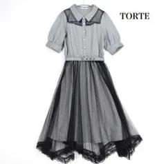 【期間限定】トルテ　TORTE チェック柄レースロングワンピース 半袖のサムネイル