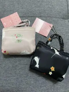 くろちく　和柄ショッピングエコバッグ 2点セット 白猫 兎