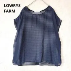 ローリーズファーム／ブラウス カットソー L 半袖 シフォン ボーダー 透け感