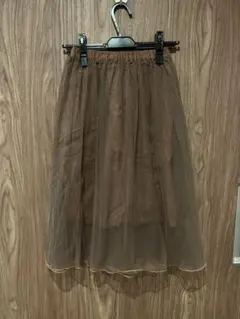 ブラウン チュール フレアスカート