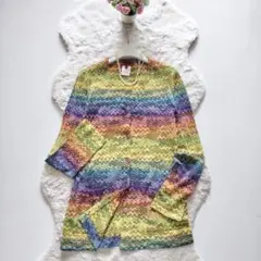 MISSONI*ミッソーニ　総柄長袖カーディガン　レインボー　ボーダー　42のサムネイル