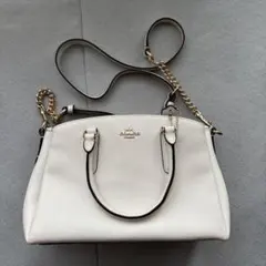 COACH ホワイトレザー 2way ショルダー　ハンドバッグ