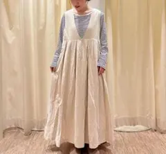 【美品】サマンサモスモス 綿麻前後着タックジャンスカ M