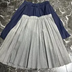 最終価格　UNIQLOネイビー グレー プリーツスカート 2点セット