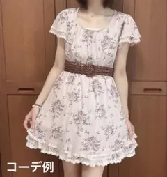 lest rose くすみピンク 花柄 総レースミニワンピース