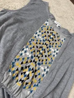 GLOBAL WORK ノースリーブ 刺繍 グレー Lサイズのサムネイル