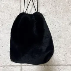 【美品】TODAYFUL トゥデイフル エコファー巾着バッグ ブラック モコモコ