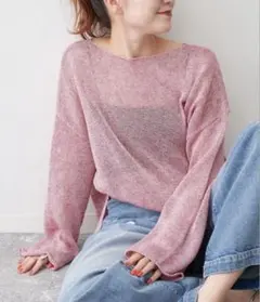 【美品】Spick &span リネンルーズプルオーバー　ピンク　フリーサイズのサムネイル