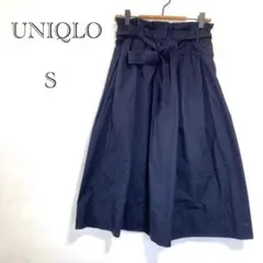 ユニクロ UNIQLO ハイウエスト ベルテッドフレアミディスカート S