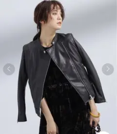 nano・universe セミウォッシュスタンドレザーライダース