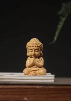 입상 황양목 석가모니 불좌상 조각 불상 목제 공예품 높이 3cm