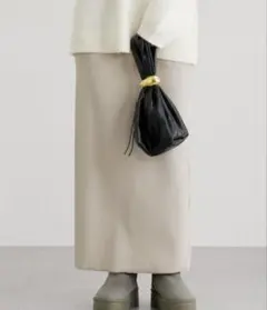 新品タグ付ニッセン【低身長/高身長サイズ有】セルフカットリブＩラインスカートLL