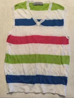 ETRO ノースリーブストライプトップス麻