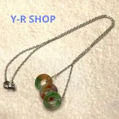 天然石★カラフルアゲートのリングネックレス★レディースシルバーアクセサリー新品