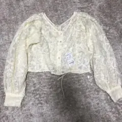 アイボリー レース クロップドカーディガン