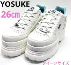【アウトレット】「YOSUKE」レディース厚底スニーカーWHT/C 26.0cm