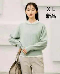 新品 ＊ 【XL】 グローバルワーク スッキレイ クルーネック プルオーバー 緑