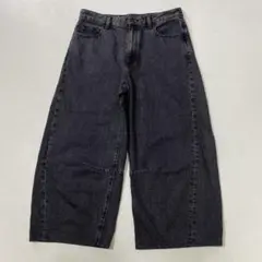美品 25年製 今期 GU レディース バレルレッグジーンズ XL ダークグレー