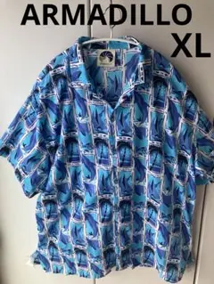 ARMADILLO イルカ　アロハシャツ　イルカ　ヨット　ヤシの木　XL