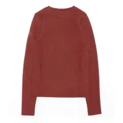 エンブレム付き リブカットソー TINA：JOJUN 長袖 ブラウン リブニット