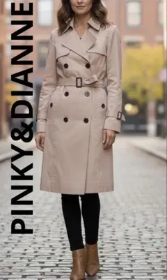 【美品】PINKY&DIANNE ダブルトレンチコート 36 ピンクベージュ