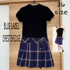BLUE LABEL CRESTBRIDGE 半袖　ニット　ワンピース　チェック
